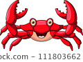 Cute happy crab on white background 111803662