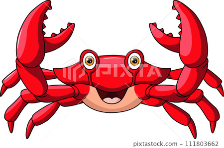 Cute happy crab on white background Cute happy crab on white background 111803662