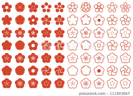 簡單的梅花向量插圖集 111803667