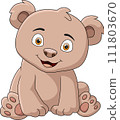 Cute little bear cartoon sitting 111803670