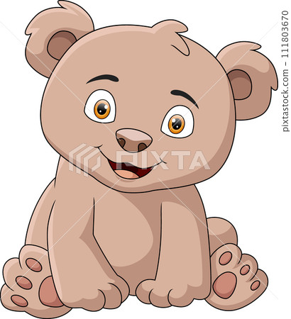 Cute little bear cartoon sitting 111803670