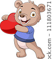 Cute little bear cartoon holding red heart 111803671
