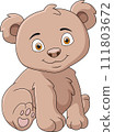 Cute little bear cartoon sitting 111803672