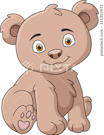 Cute little bear cartoon sitting 111803672