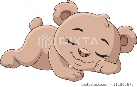 Cute little bear cartoon sleeping 111803673