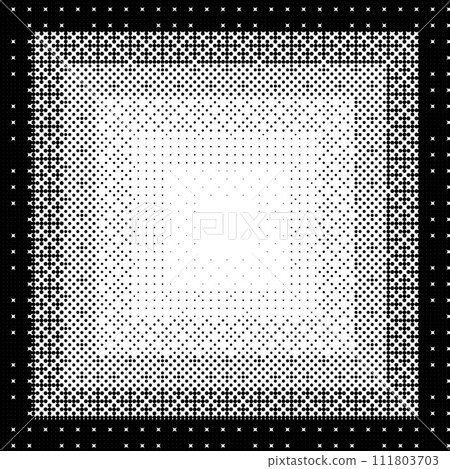 Pixelated gradient square frame. Black dithered radial gradation texture. Retro bitmap game background. Halftone 8 bit wallpaper. Vintage rectangle pixel art border. Vector backdrop Pixelated gradient square frame. Black dithered radial gradation texture. Retro bitmap game background. Halftone 8 bit wallpaper. Vintage rectangle pixel art border. Vector backdrop 111803703