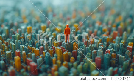 Crowd miniature image, Generative AI AI image 111803745