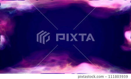 Blue purple energy magic frame made of futuristic waves and lines of liquid plasma smoke particles. Abstract background 111803939