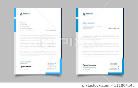 Blue Modern Business Letterhead Simple clean Template Design 111804143