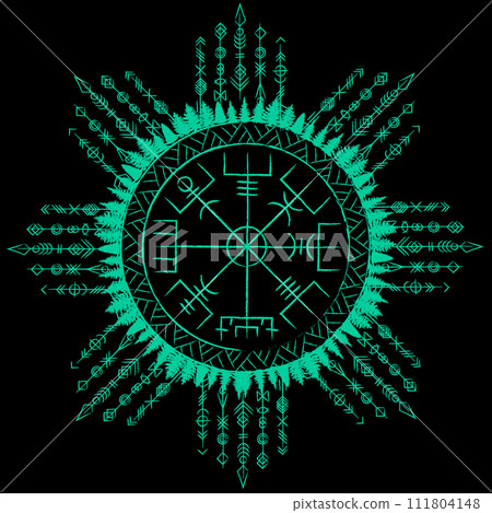 Scandinavian Vegvisir circle blue 111804148