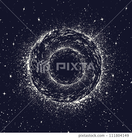 Grunge dark space with black holes 111804149