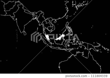 Malaysia map Asia black background Malaysia map Asia black background 111804339