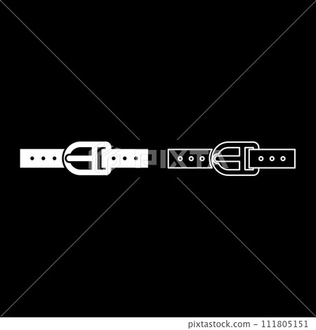 Pants belt leather strapping with buckle trouser set icon white color vector illustration image solid fill outline contour line thin flat style Pants belt leather strapping with buckle trouser set icon white color vector illustration image solid fill outline contour line thin flat style 111805151