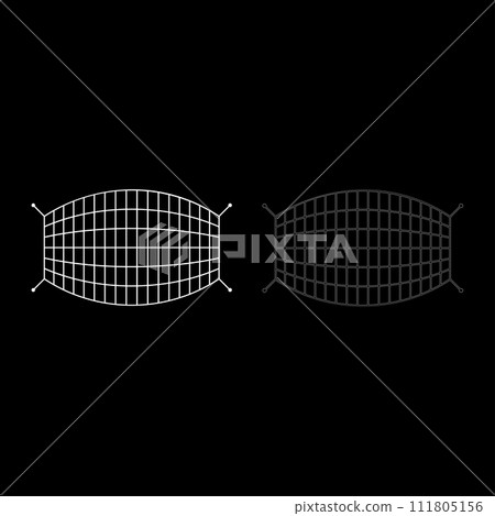 Fishnet rope net set icon white color vector illustration image solid fill outline contour line thin flat style 111805156