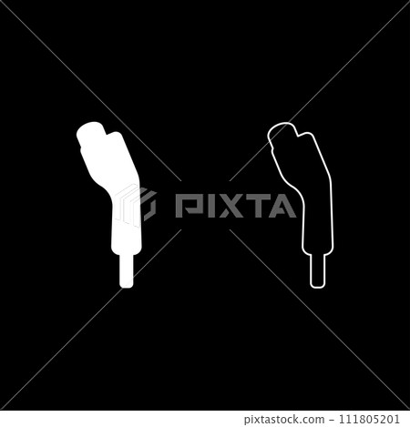 Electric car charger charging plug Ev set icon white color vector illustration image solid fill outline contour line thin flat style 111805201
