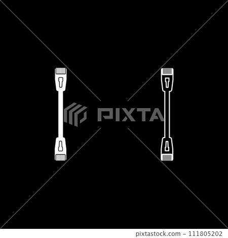 Patch cable path cord ethernet technology rj45 net concept set icon white color vector illustration image solid fill outline contour line thin flat style 111805202