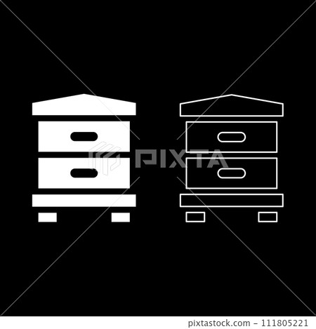 Hive bee house beehive apiary apiculture concept set icon white color vector illustration image solid fill outline contour line thin flat style 111805221