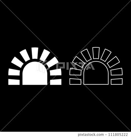 Stone stove brick oven fireplace fireplace for cooking and baking furnace traditional set icon white color vector illustration image solid fill outline contour line thin flat style 111805222