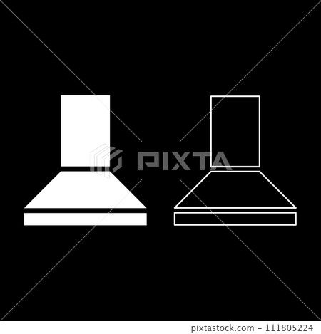Hood for the kitchen kitchen cooker domestic appliances set icon white color vector illustration image solid fill outline contour line thin flat style 111805224