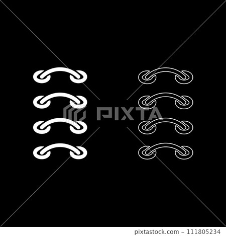 Cross stitching sew darning-stitch stalks of the threads insertion sewing sramps connect fabric Surgical seams Rough seam patch suture set icon white color vector illustration image solid fill 111805234