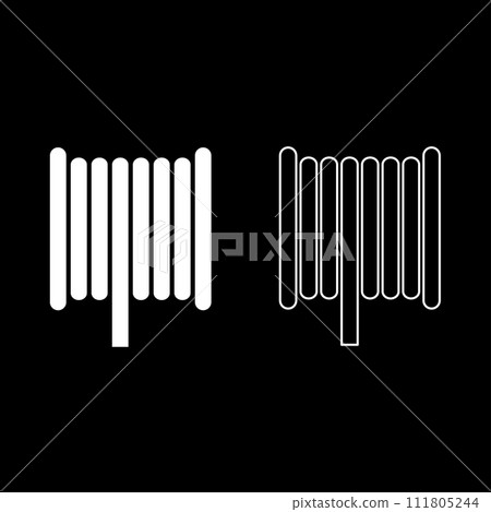 Cable coil wire reel spool set icon white color vector illustration image solid fill outline contour line thin flat style Cable coil wire reel spool set icon white color vector illustration image solid fill outline contour line thin flat style 111805244