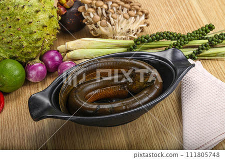 Fresh raw uncooked eel for grill Fresh raw uncooked eel for grill 111805748