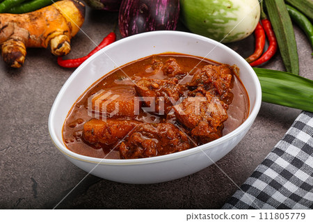 Indian cuisine - spicy chicken vindaloo Indian cuisine - spicy chicken vindaloo 111805779