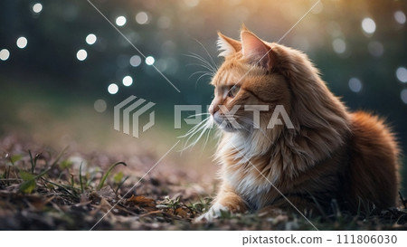 閃閃發光的光和美麗的貓 111806030