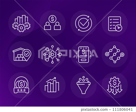 business management icons, line vector set 111806041