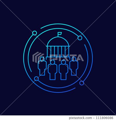 government workers or public service icon, linear 111806086
