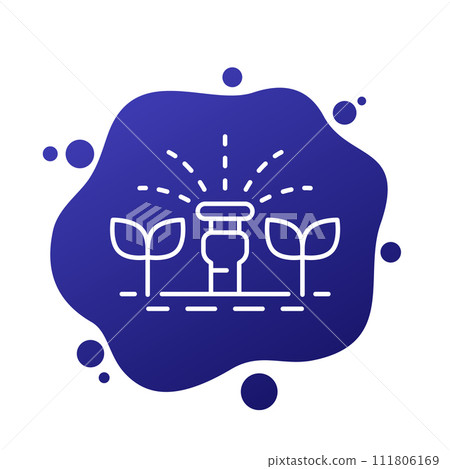 water sprinkler, irrigation for plants line icon 111806169