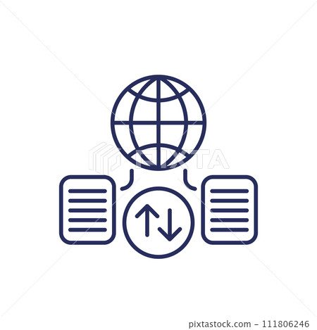 Global data exchange line icon on white Global data exchange line icon on white 111806246
