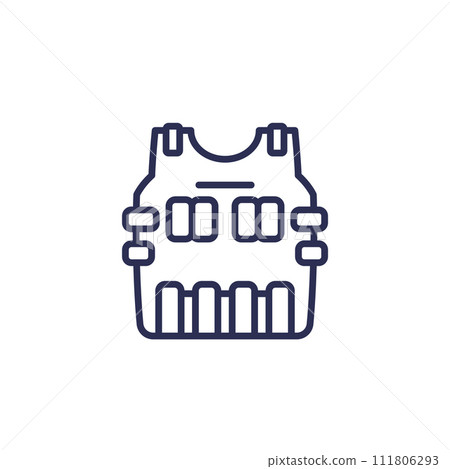 Bulletproof vest line icon on white 111806293