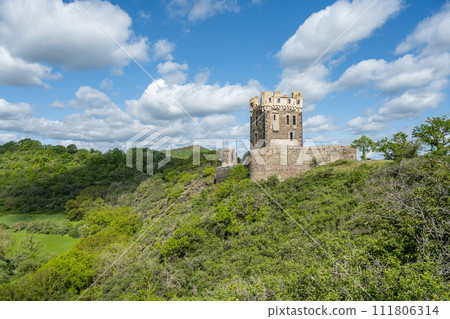 Panoramic image of old Wernerseck castle during Summer in Eifel, Rhineland-Palatinate, Germany near Town OCHTENDUNG 111806314