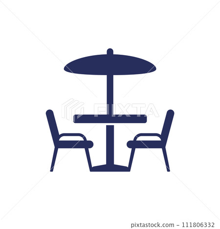 dining table and chairs, garden furniture icon 111806332