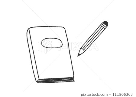 鉛筆和筆記本手寫線條畫插圖集 鉛筆和筆記本手寫線條畫插圖集 111806363