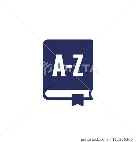 dictionary icon, pictogram on white dictionary icon, pictogram on white 111806366