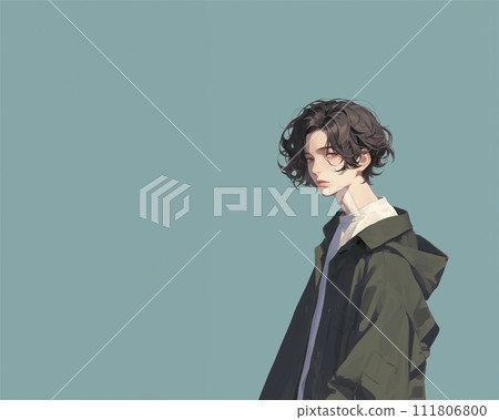 一個有著微捲的混搭頭髮的男孩（AI 生成的圖像） 111806800