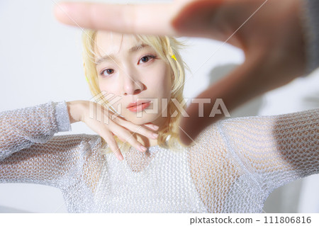 Blonde young woman wearing street fashion Blonde young woman wearing street fashion 111806816