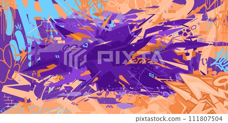 Trendy Peach Fuzz Abstract Cyberpunk Urban Style Hiphop Graffiti Street Art Vector Background Trendy Peach Fuzz Abstract Cyberpunk Urban Style Hiphop Graffiti Street Art Vector Background 111807504