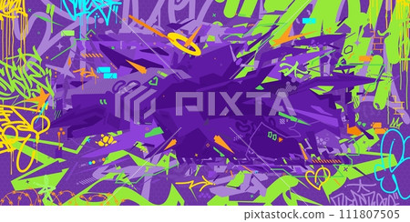 Trendy Abstract Colorful Urban Futuristic Hip-Hop Graffiti Street Art Style Vector Background Trendy Abstract Colorful Urban Futuristic Hip-Hop Graffiti Street Art Style Vector Background 111807505