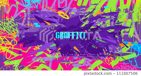 Cool Abstract Colorful Urban Futuristic Hip-Hop Graffiti Street Art Style Vector Background 111807506