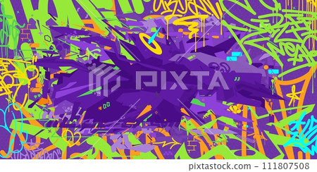 Cool Abstract Colorful Urban Futuristic Hip-Hop Graffiti Street Art Style Vector Background 111807508