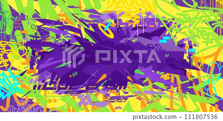 Abstract Colorful Urban Futuristic Hip-Hop Graffiti Street Art Style Vector Background 111807536