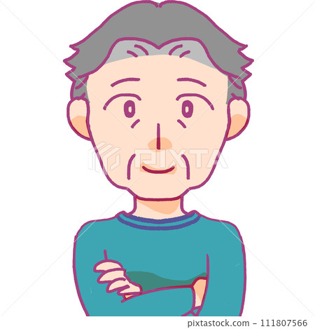 一位老人交叉雙臂的插圖 111807566