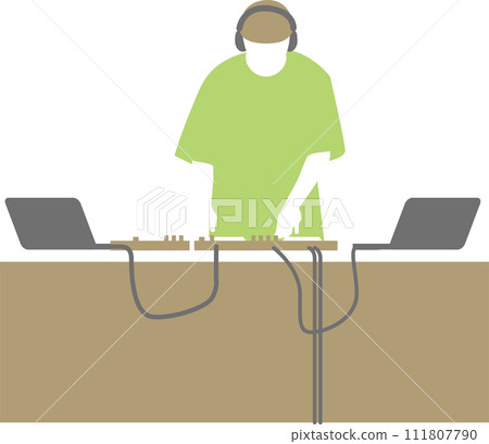 Illustration of DJ in flat design in earth colors Illustration of DJ in flat design in earth colors 111807790