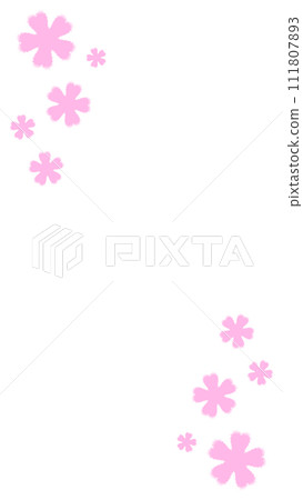 Crayon touch cherry blossom frame illustration [9:16] 111807893