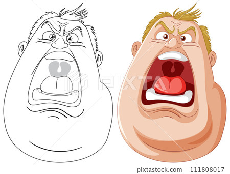 Angry Faces Expression Vector Illustration 111808017