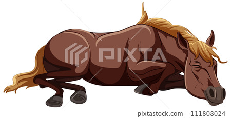 Resting Chestnut Horse Vector Illustration Resting Chestnut Horse Vector Illustration 111808024