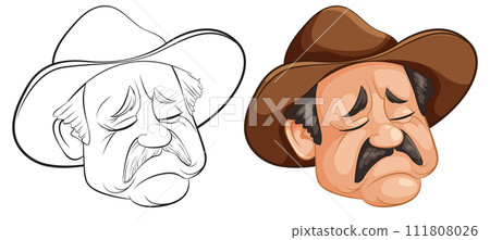 Sorrowful Cowboys Vector Illustration 111808026